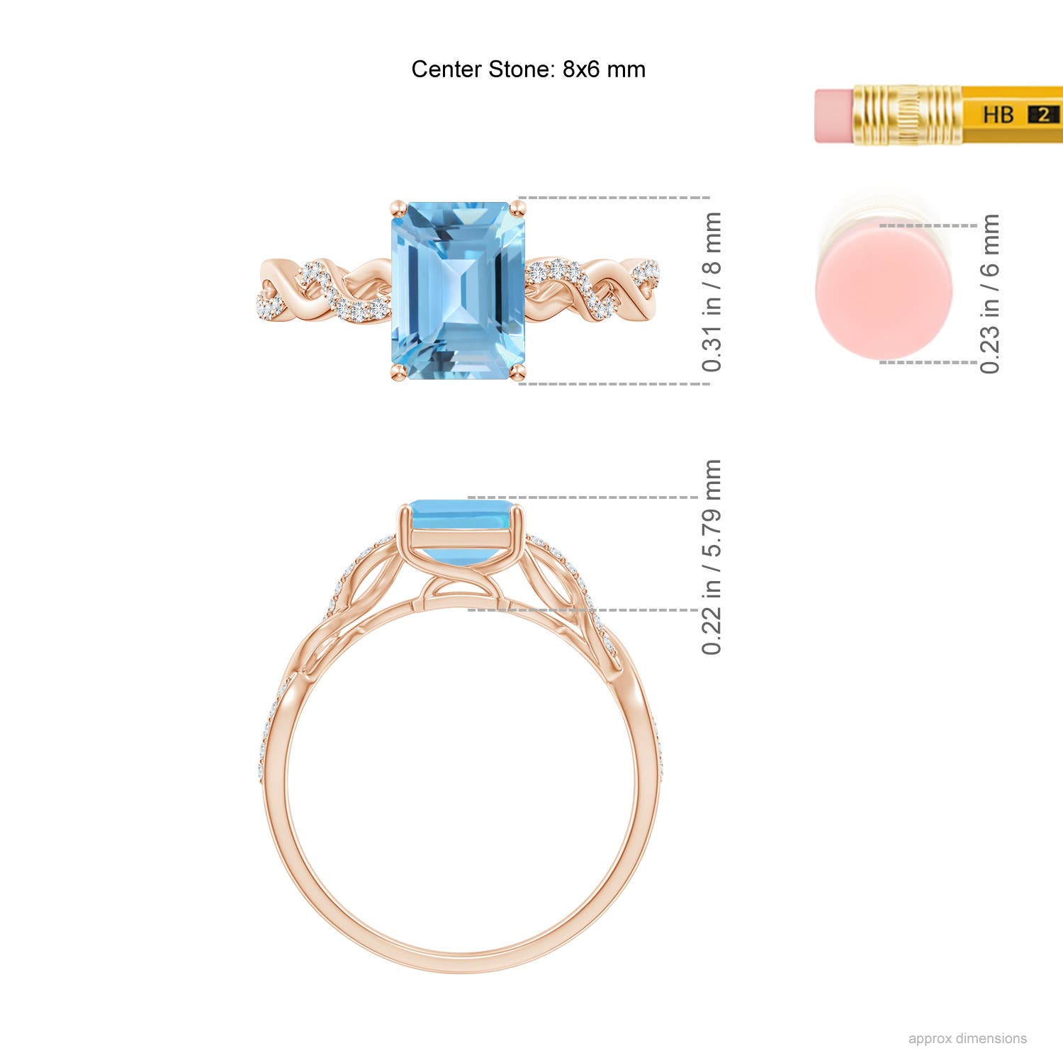 A - Swiss Blue Topaz / 2.08 CT / 14 KT Rose Gold