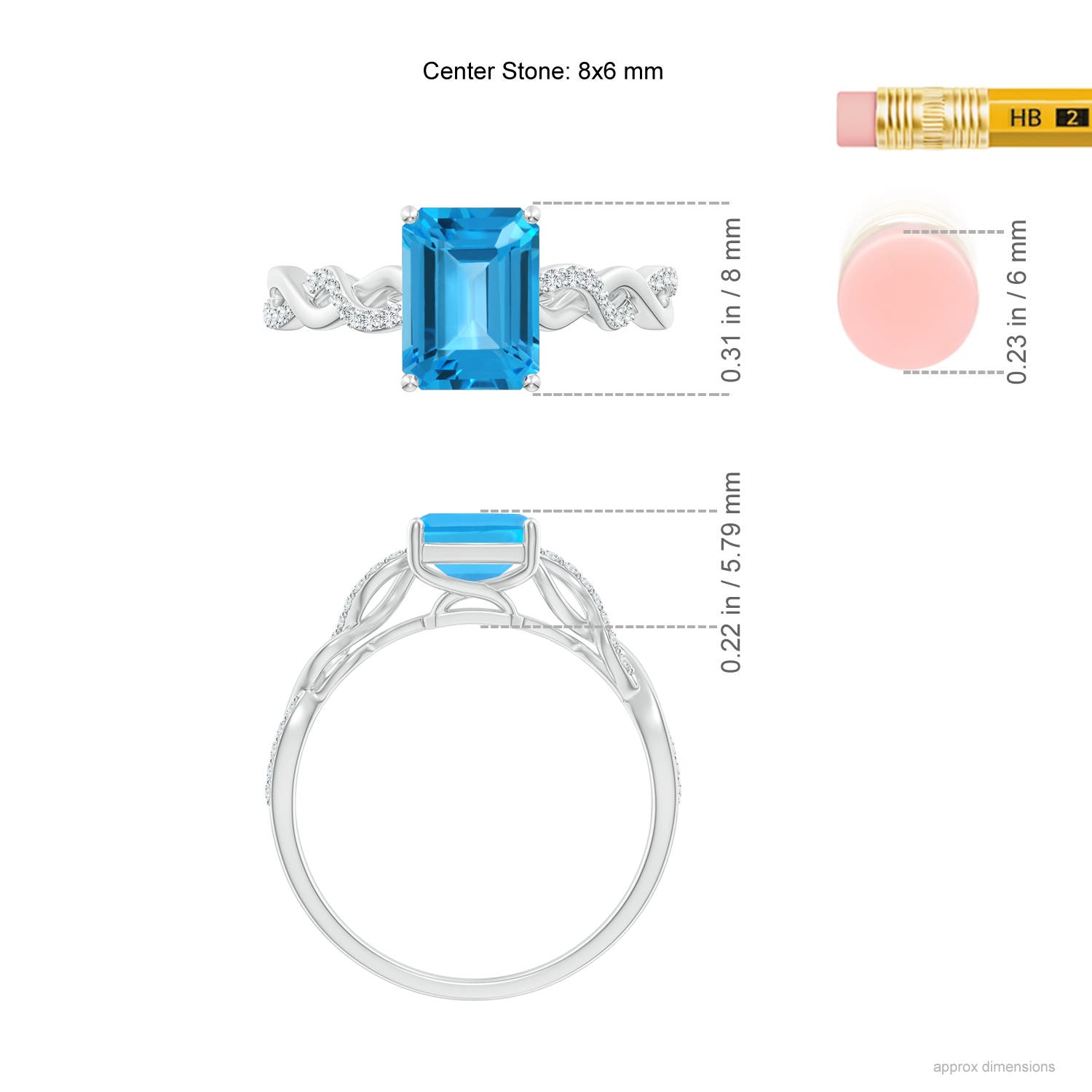 AAA - Swiss Blue Topaz / 2.08 CT / 14 KT White Gold