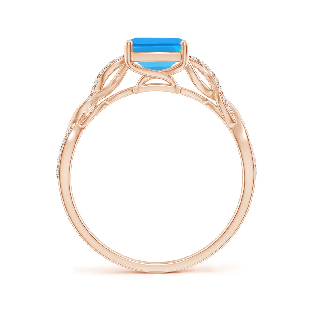 8x6mm AAAA Emerald-Cut Solitaire Swiss Blue Topaz Infinity Twist Ring in Rose Gold - side_1
