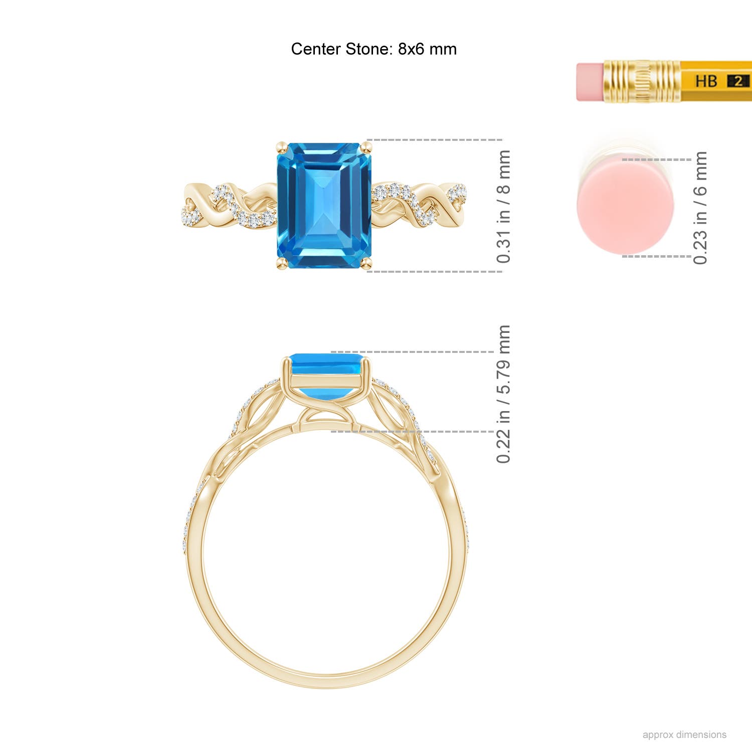 AAAA - Swiss Blue Topaz / 2.08 CT / 14 KT Yellow Gold