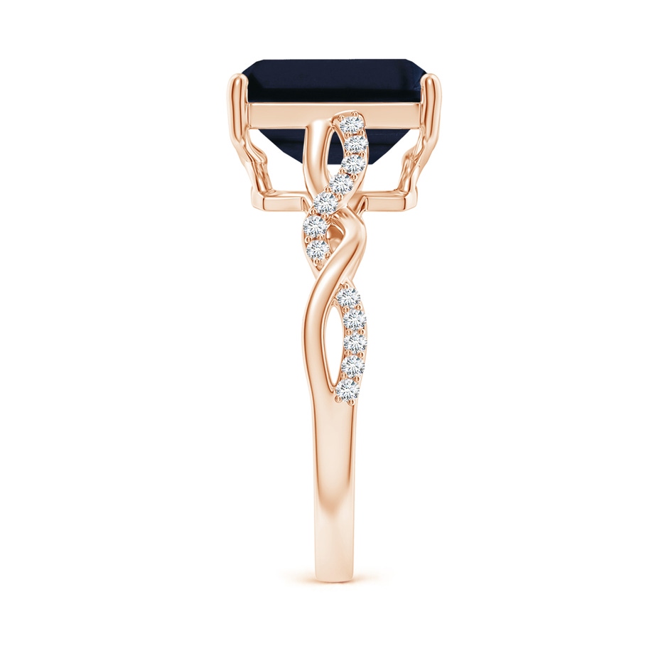 10x8mm A Emerald-Cut Solitaire Sapphire Infinity Twist Ring in Rose Gold side 299