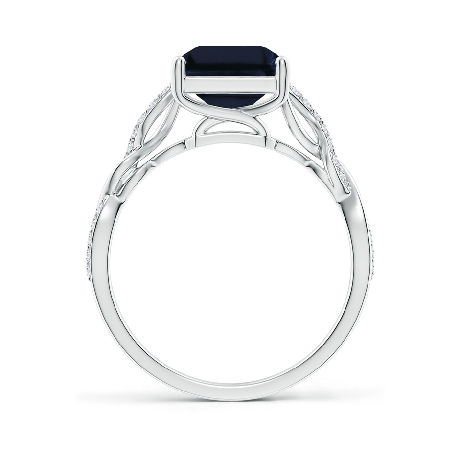 10x8mm A Emerald-Cut Solitaire Sapphire Infinity Twist Ring in White Gold side 199