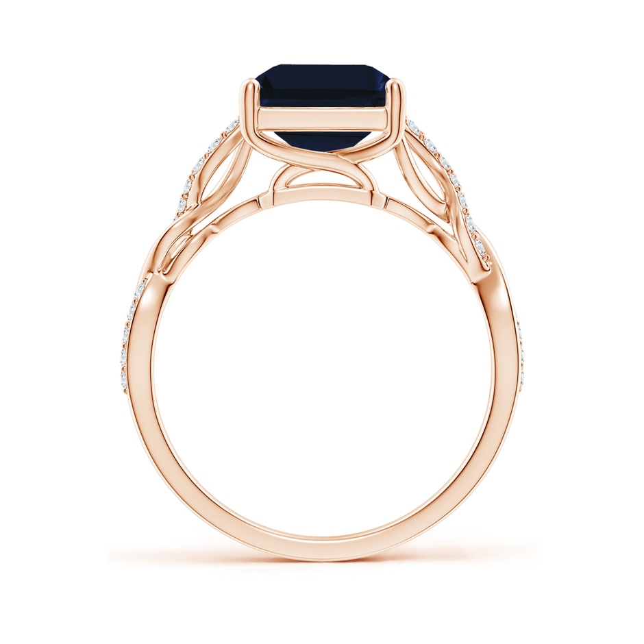 10x8mm AA Emerald-Cut Solitaire Sapphire Infinity Twist Ring in 18K Rose Gold side 199