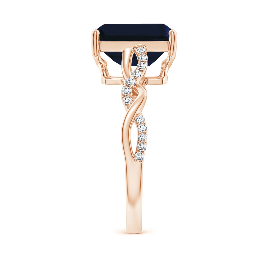 10x8mm AA Emerald-Cut Solitaire Sapphire Infinity Twist Ring in 18K Rose Gold side 299