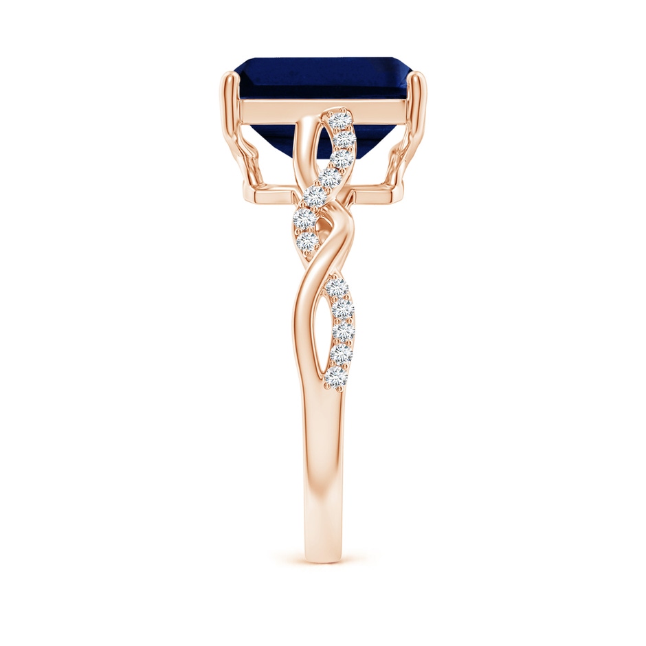 10x8mm AAA Emerald-Cut Solitaire Sapphire Infinity Twist Ring in Rose Gold side 299