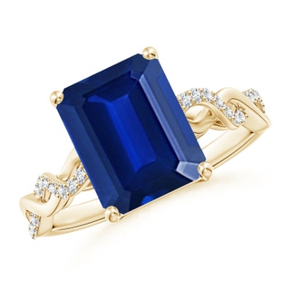 Emerald Cut Lab-Grown Lab Grown Blue Sapphire