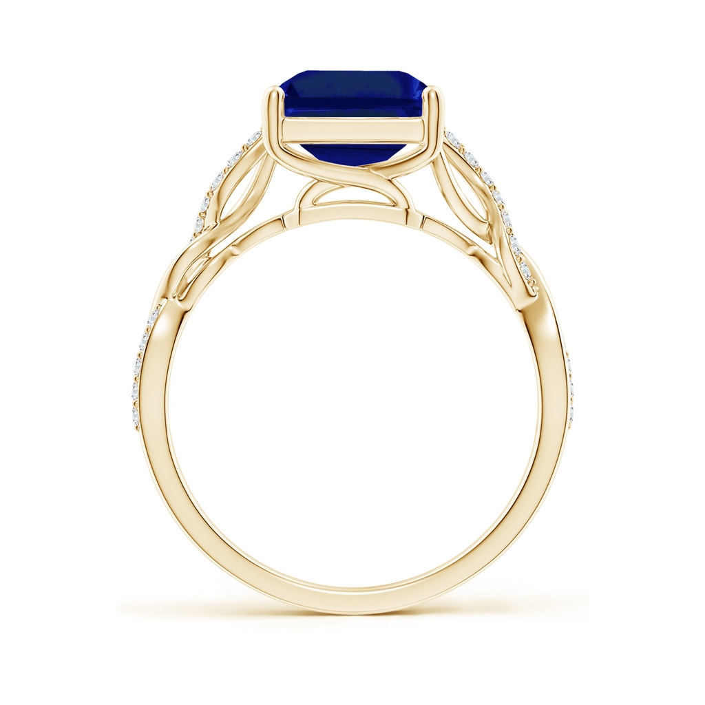10x8mm Lab-Grown Emerald-Cut Solitaire Sapphire Infinity Twist Ring in Yellow Gold - side 199