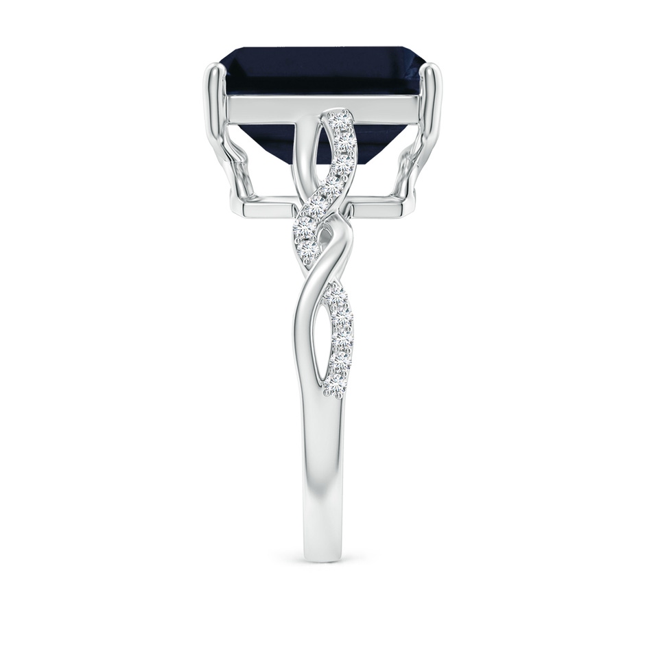 12x10mm A Emerald-Cut Solitaire Sapphire Infinity Twist Ring in White Gold side 299