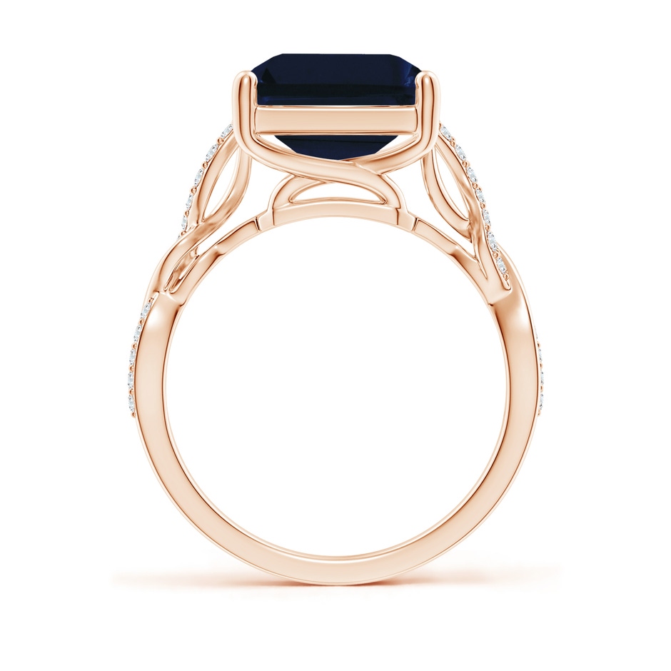 12x10mm AA Emerald-Cut Solitaire Sapphire Infinity Twist Ring in 18K Rose Gold side 199