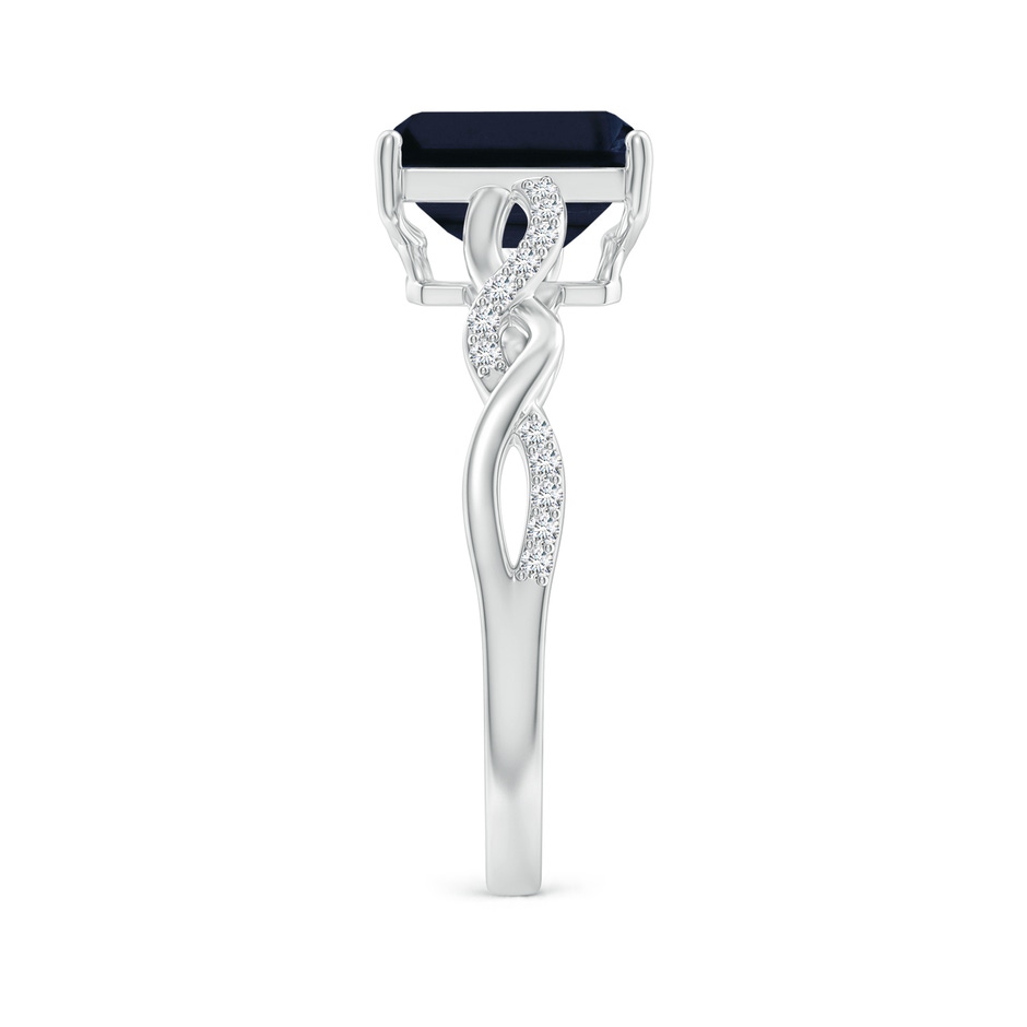 8x6mm A Emerald-Cut Solitaire Sapphire Infinity Twist Ring in White Gold side 299