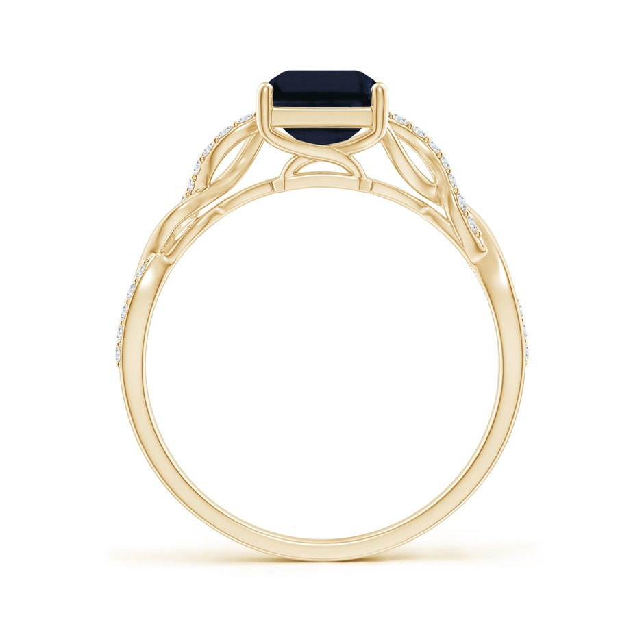 8x6mm A Emerald-Cut Solitaire Sapphire Infinity Twist Ring in Yellow Gold side 199