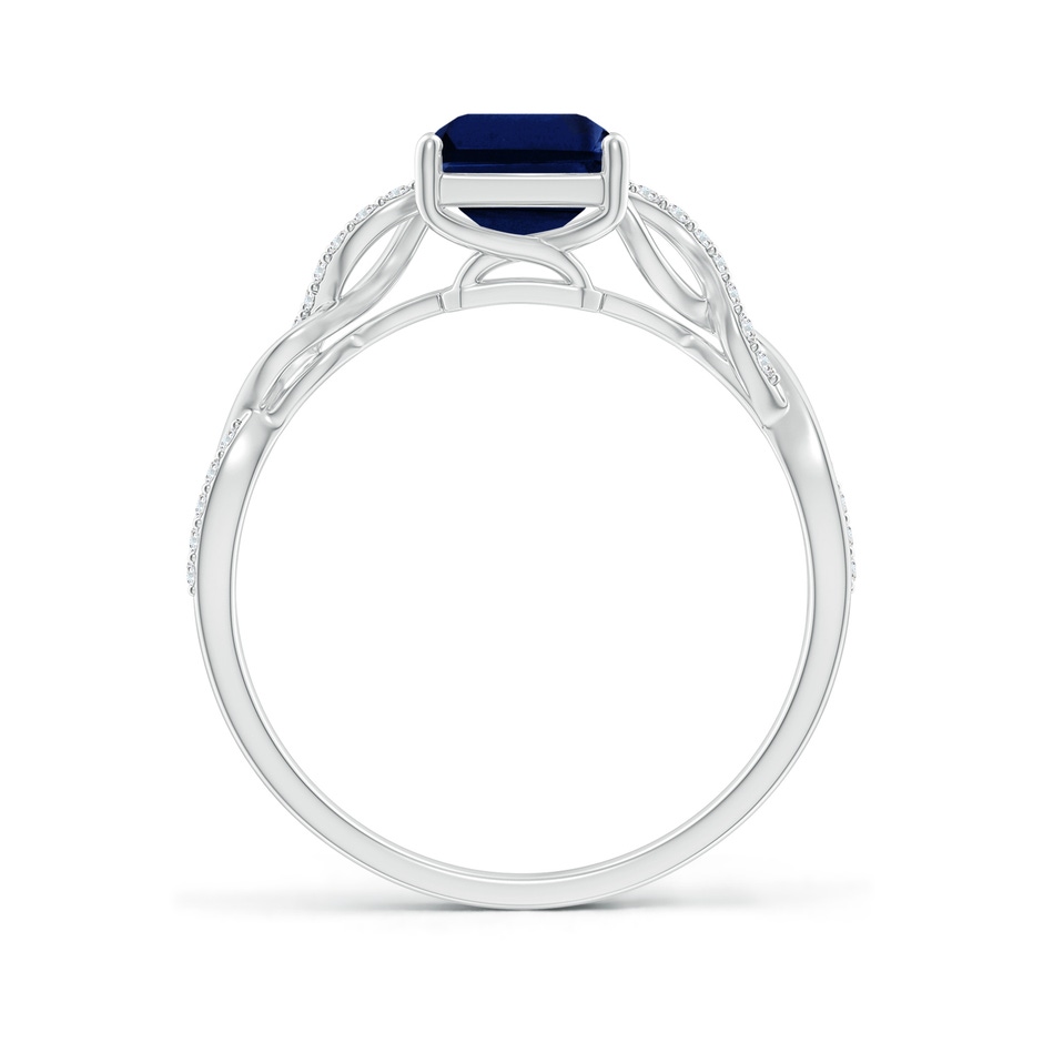 8x6mm AAA Emerald-Cut Solitaire Sapphire Infinity Twist Ring in 18K White Gold side 199