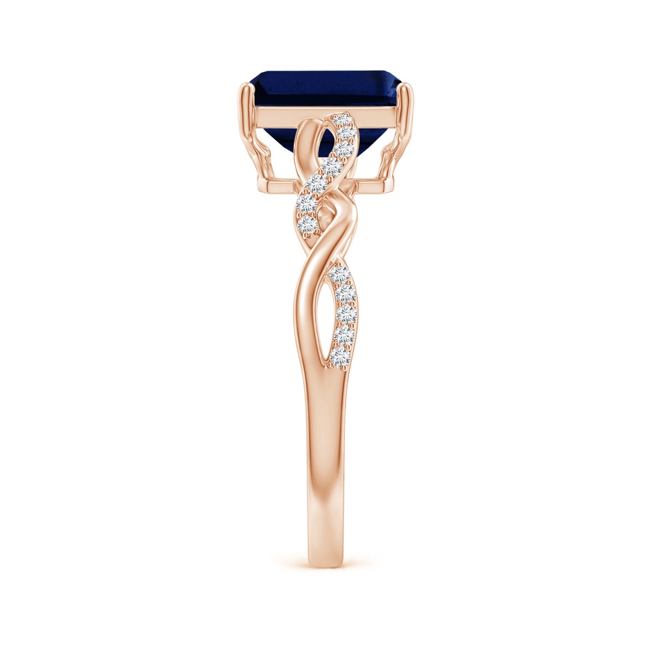 8x6mm AAA Emerald-Cut Solitaire Sapphire Infinity Twist Ring in Rose Gold side 299