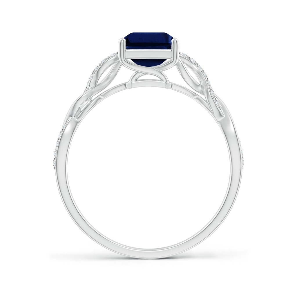 8x6mm AAA Emerald-Cut Solitaire Sapphire Infinity Twist Ring in White Gold - side 199