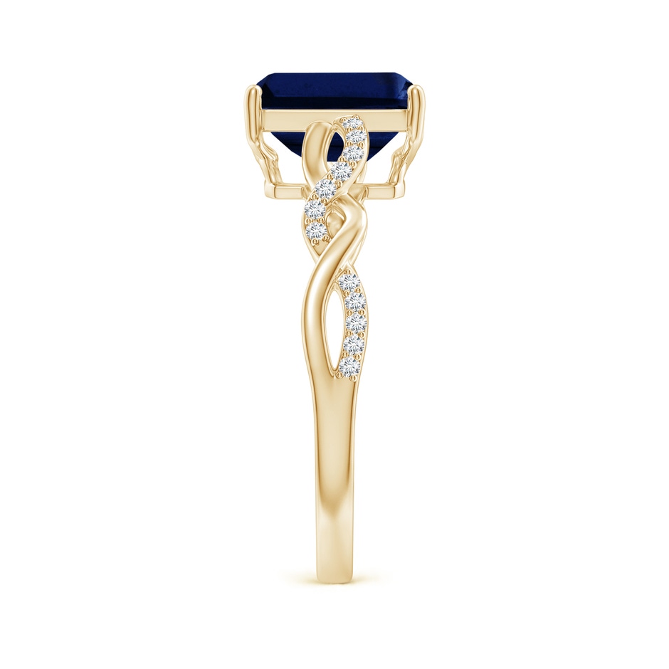 8x6mm AAA Emerald-Cut Solitaire Sapphire Infinity Twist Ring in Yellow Gold side 299
