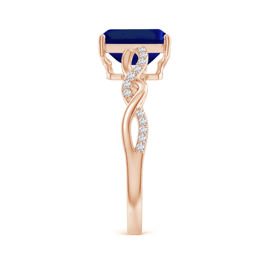 8x6mm AAAA Emerald-Cut Solitaire Sapphire Infinity Twist Ring in Rose Gold side 299