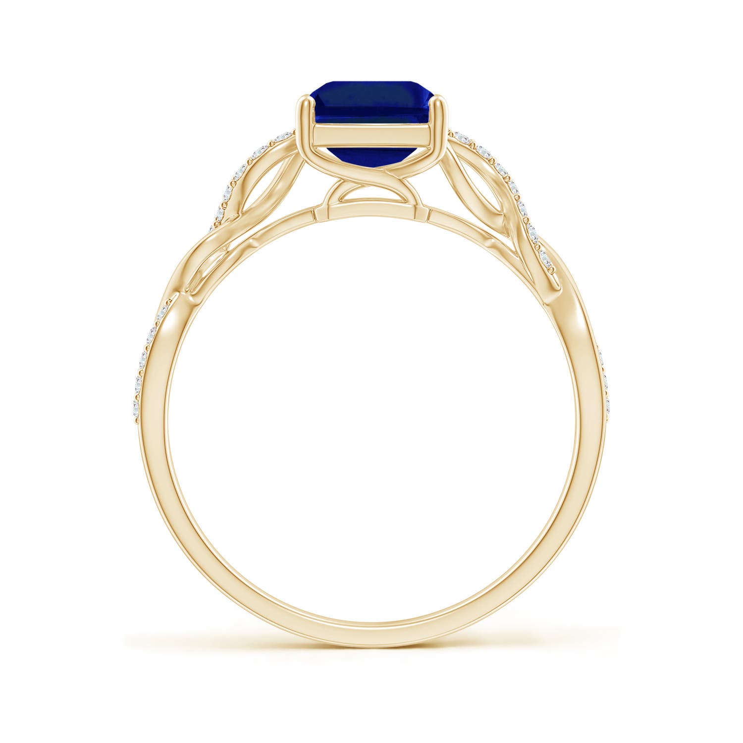 8x6mm AAAA Emerald-Cut Solitaire Sapphire Infinity Twist Ring in Yellow Gold