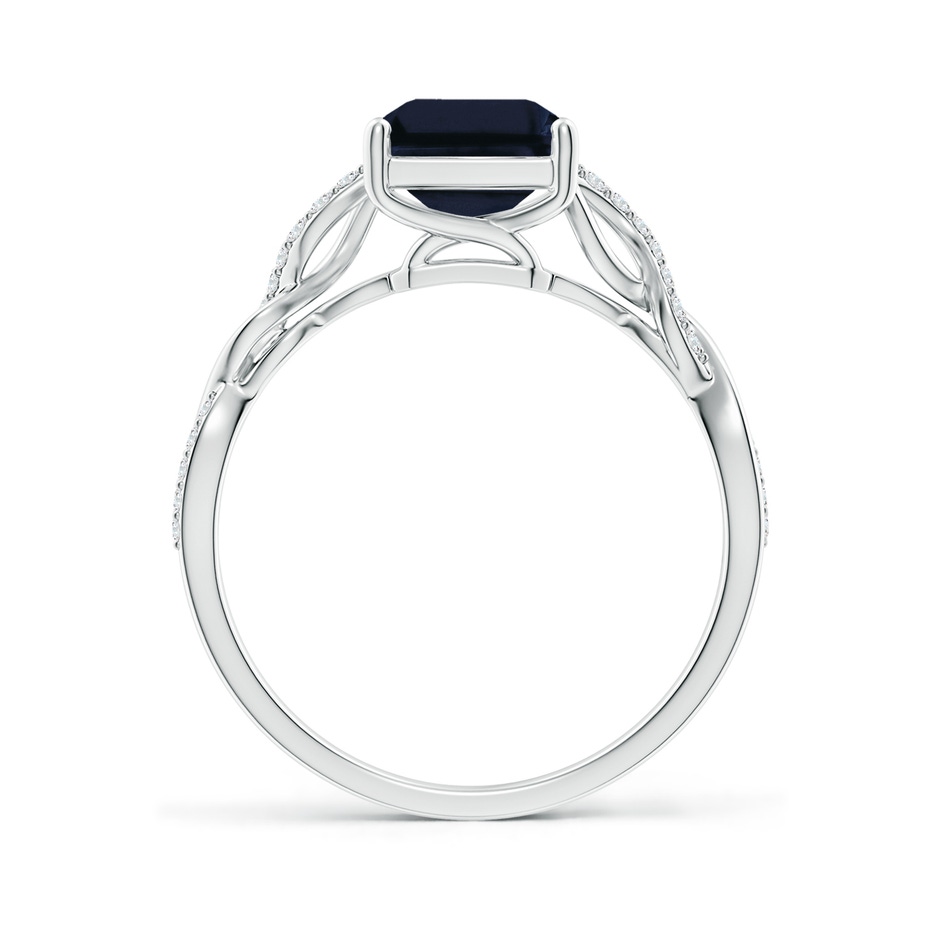 9x7mm A Emerald-Cut Solitaire Sapphire Infinity Twist Ring in White Gold side 199