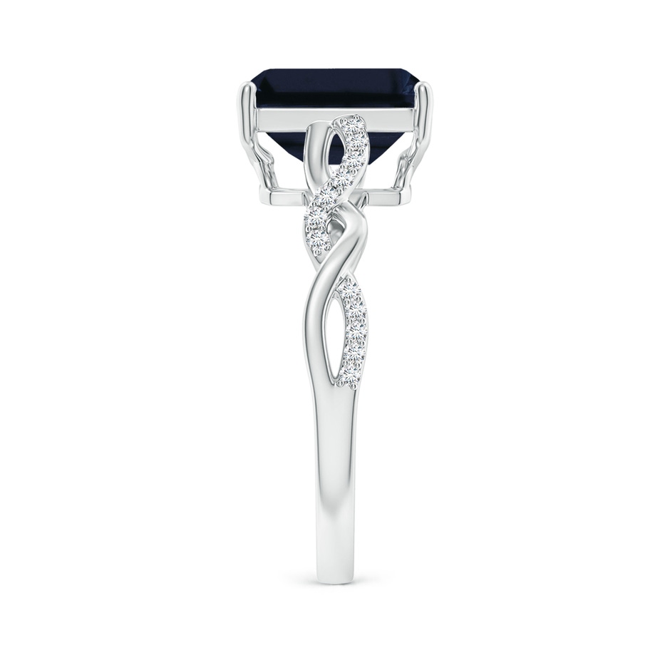 9x7mm A Emerald-Cut Solitaire Sapphire Infinity Twist Ring in White Gold side 299