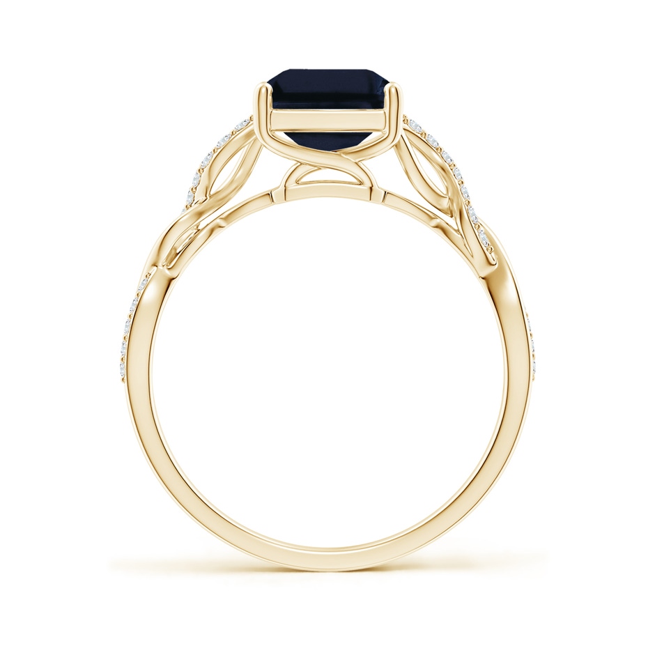 9x7mm A Emerald-Cut Solitaire Sapphire Infinity Twist Ring in Yellow Gold side 199