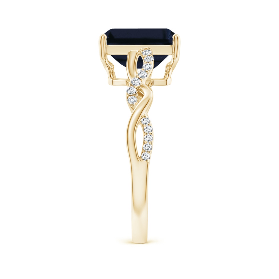 9x7mm A Emerald-Cut Solitaire Sapphire Infinity Twist Ring in Yellow Gold side 299