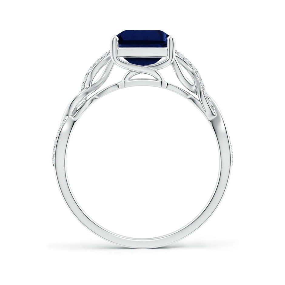 9x7mm AAA Emerald-Cut Solitaire Sapphire Infinity Twist Ring in P950 Platinum side 199