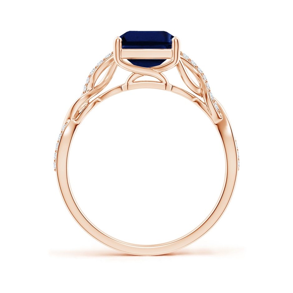 9x7mm AAA Emerald-Cut Solitaire Sapphire Infinity Twist Ring in Rose Gold side 199