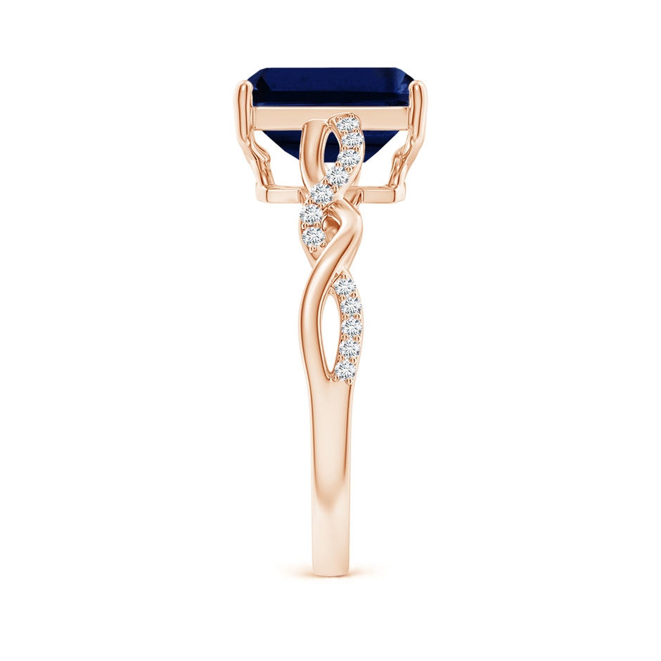 9x7mm AAA Emerald-Cut Solitaire Sapphire Infinity Twist Ring in Rose Gold side 299