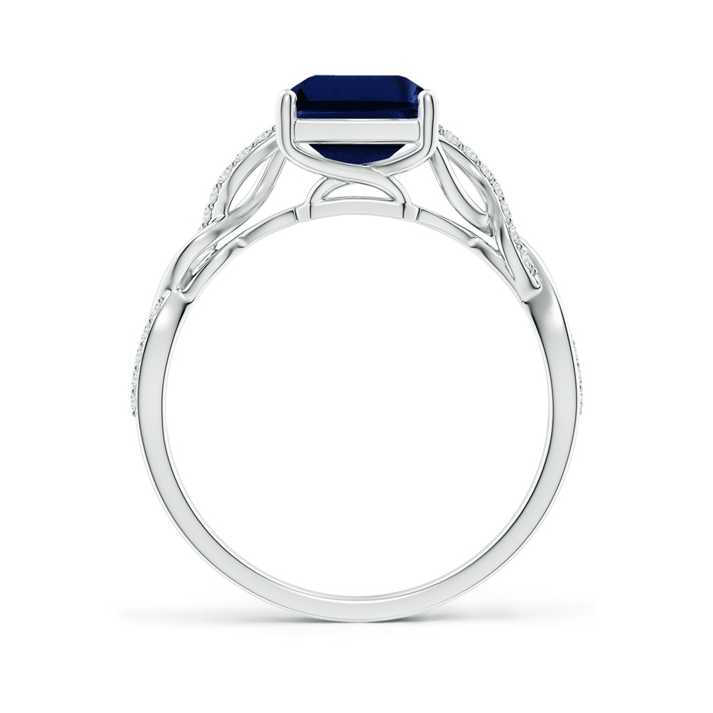 9x7mm AAA Emerald-Cut Solitaire Sapphire Infinity Twist Ring in White Gold - side 199