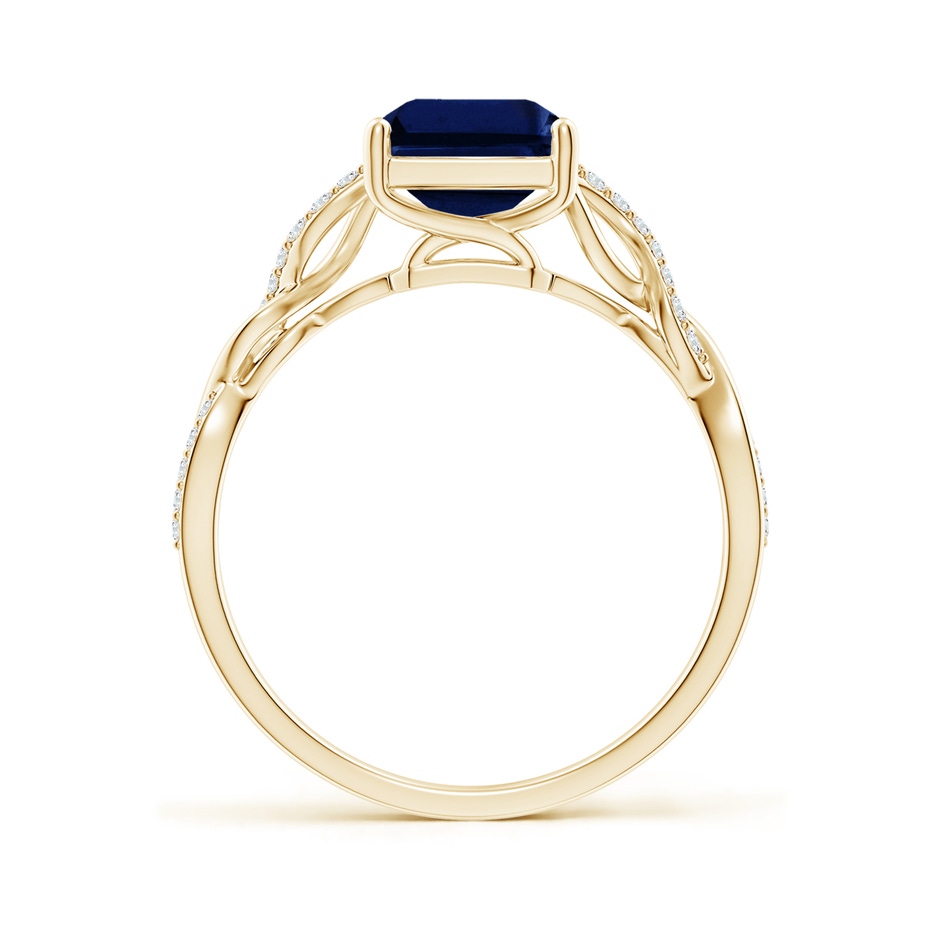 9x7mm AAA Emerald-Cut Solitaire Sapphire Infinity Twist Ring in Yellow Gold side 199