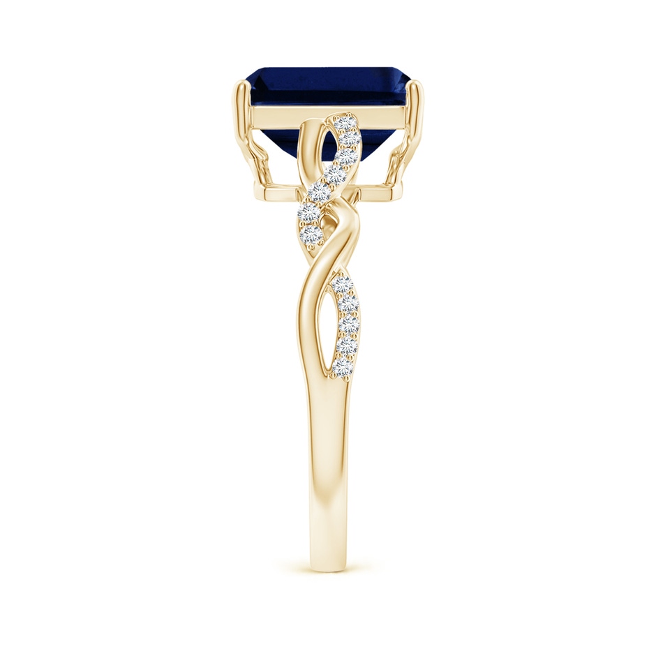 9x7mm AAA Emerald-Cut Solitaire Sapphire Infinity Twist Ring in Yellow Gold side 299