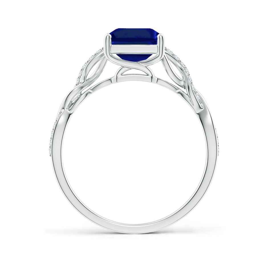 9x7mm AAAA Emerald-Cut Solitaire Sapphire Infinity Twist Ring in P950 Platinum side 199