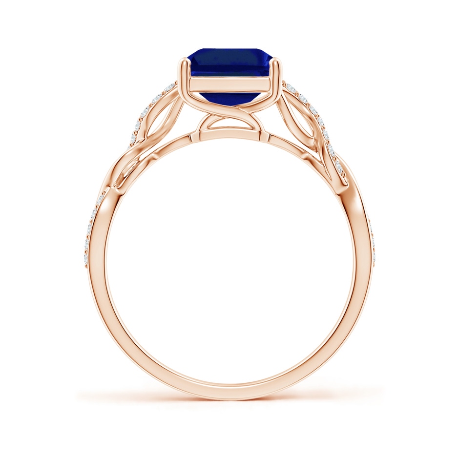 9x7mm AAAA Emerald-Cut Solitaire Sapphire Infinity Twist Ring in Rose Gold side 199