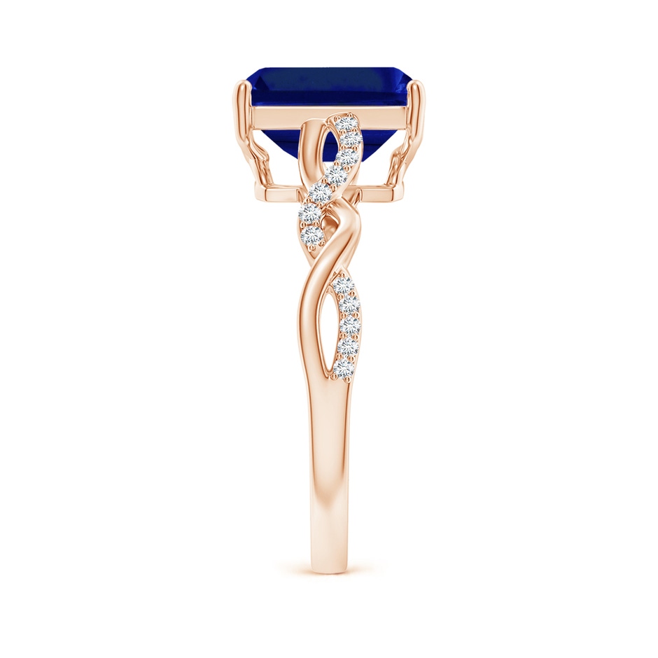 9x7mm AAAA Emerald-Cut Solitaire Sapphire Infinity Twist Ring in Rose Gold side 299