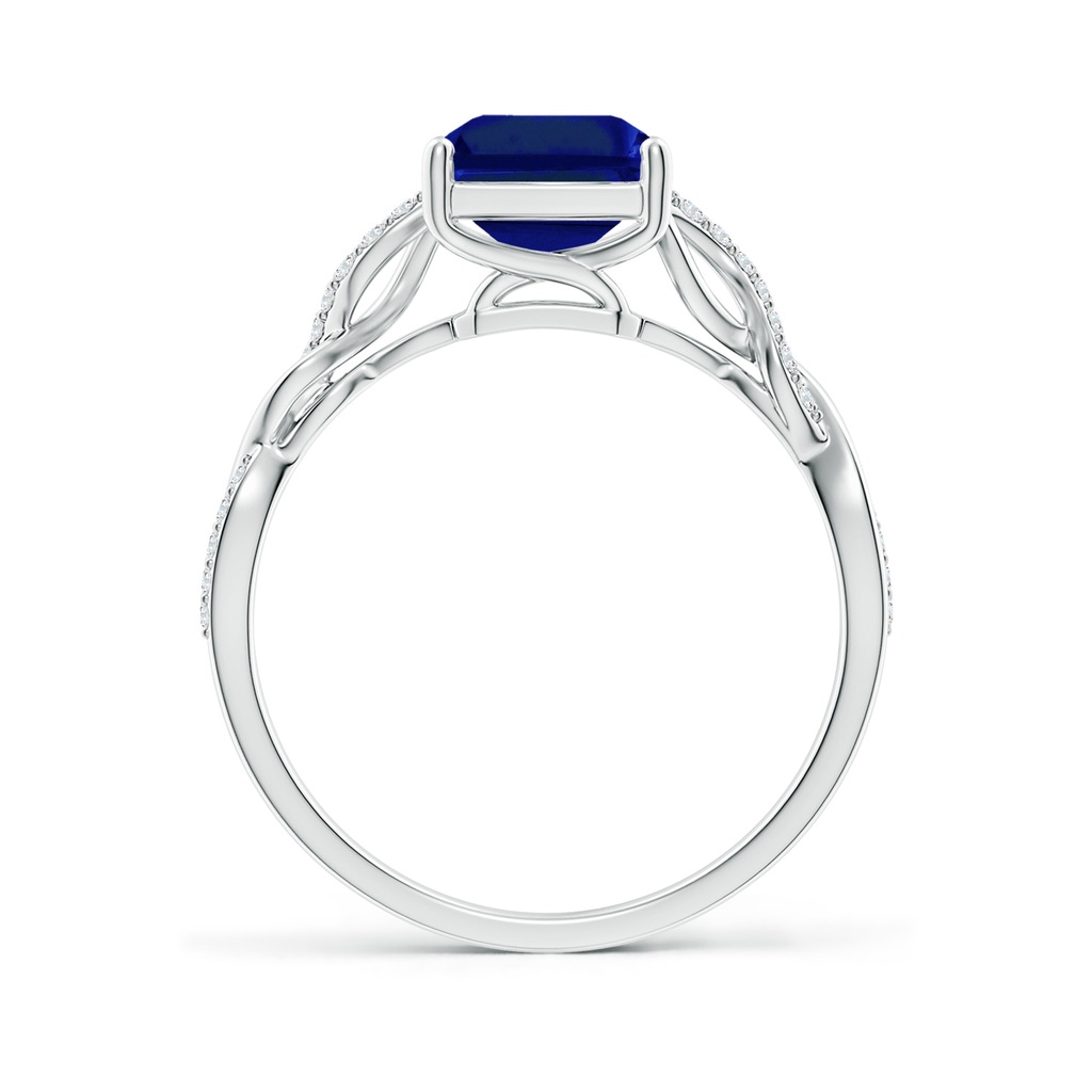 9x7mm Lab-Grown Emerald-Cut Solitaire Sapphire Infinity Twist Ring in White Gold - side 199