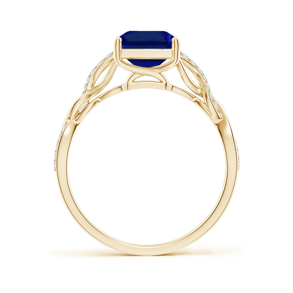 9x7mm AAAA Emerald-Cut Solitaire Sapphire Infinity Twist Ring in Yellow Gold side 199