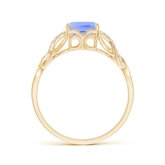 8x6mm A Emerald-Cut Solitaire Tanzanite Infinity Twist Ring in 10K Yellow Gold product image