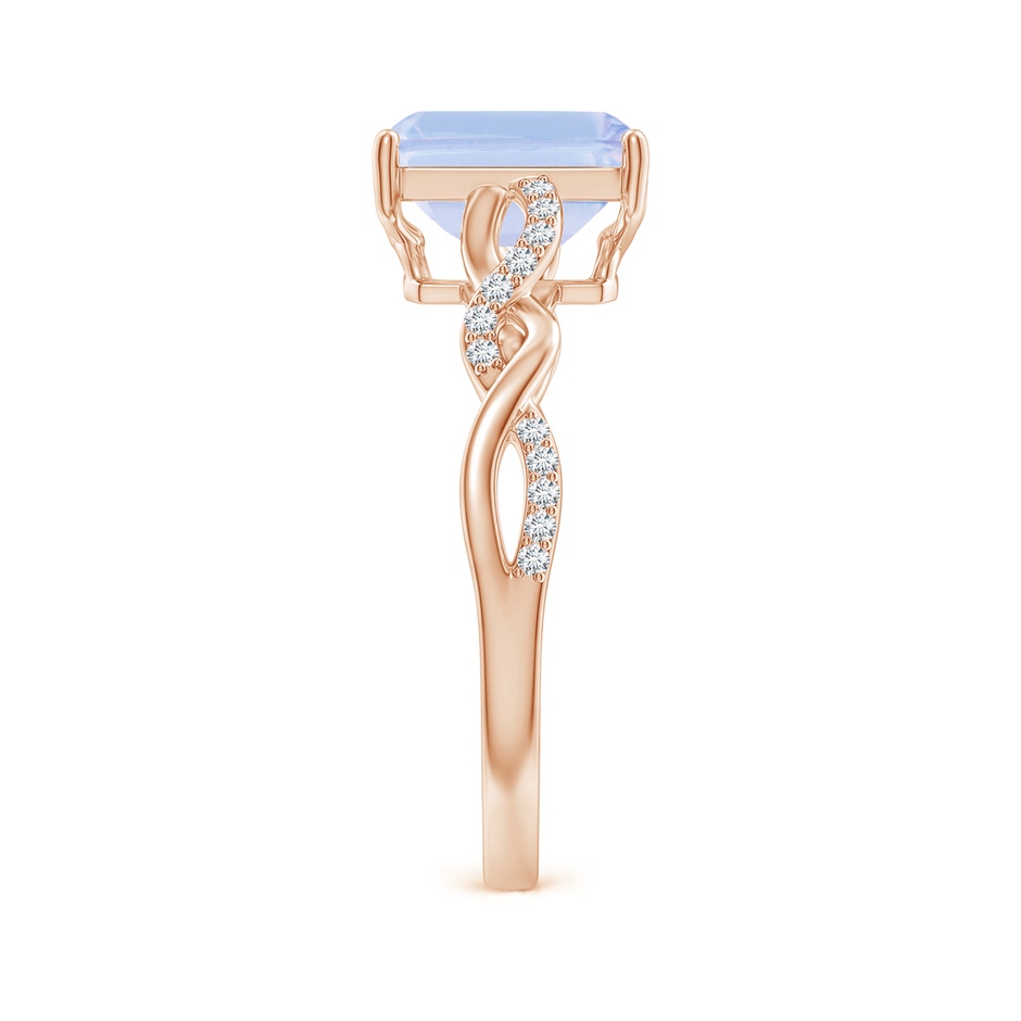 8x6mm A Emerald-Cut Solitaire Tanzanite Infinity Twist Ring in Rose Gold side-2