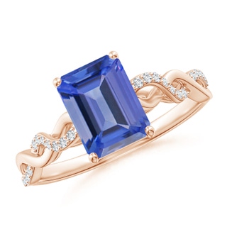 8x6mm AA Emerald-Cut Solitaire Tanzanite Infinity Twist Ring in Rose Gold