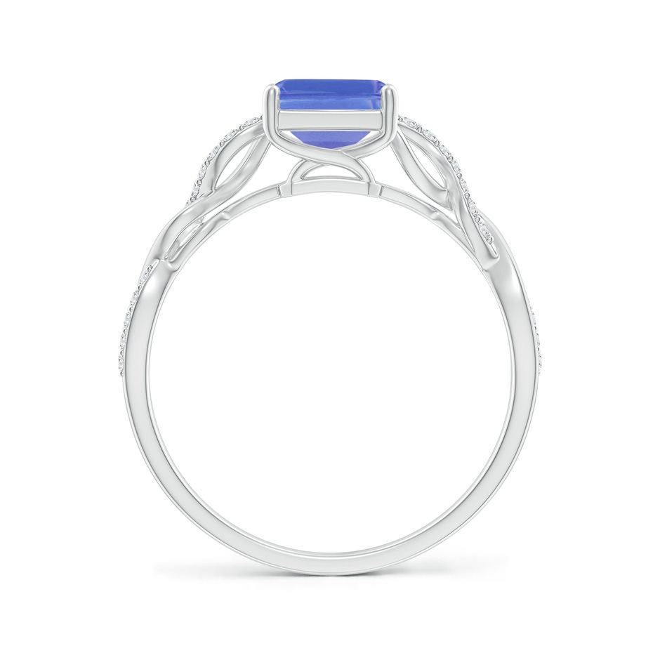 8x6mm AA Emerald-Cut Solitaire Tanzanite Infinity Twist Ring in White Gold side-1