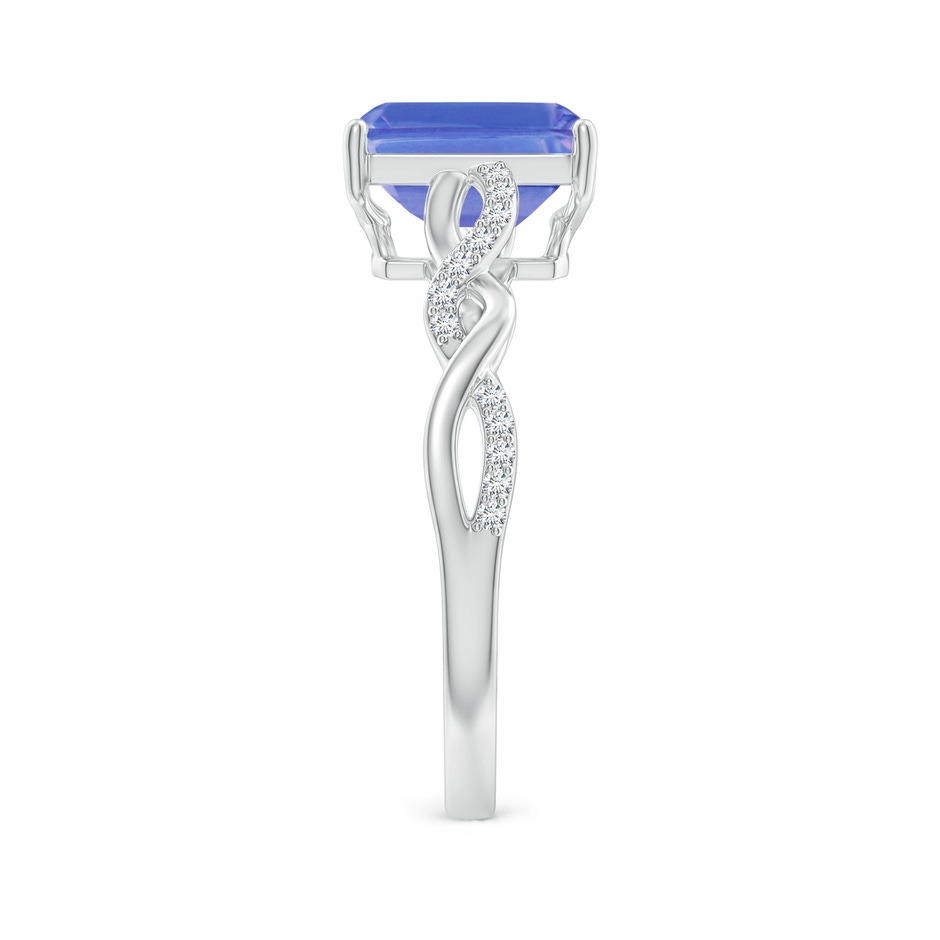 8x6mm AA Emerald-Cut Solitaire Tanzanite Infinity Twist Ring in White Gold side-2