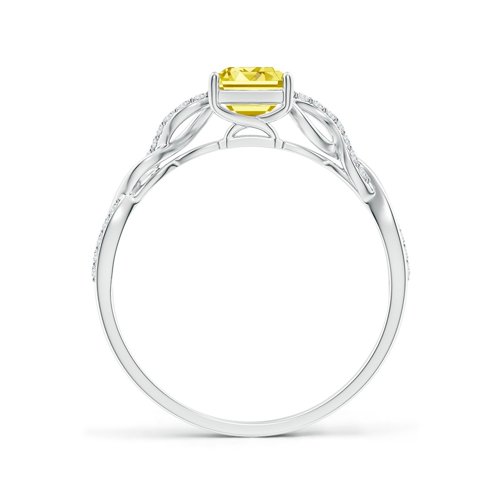 7x5mm AAAA Emerald-Cut Solitaire Fancy Intense Yellow Diamond Infinity Twist Ring in P950 Platinum - side 199