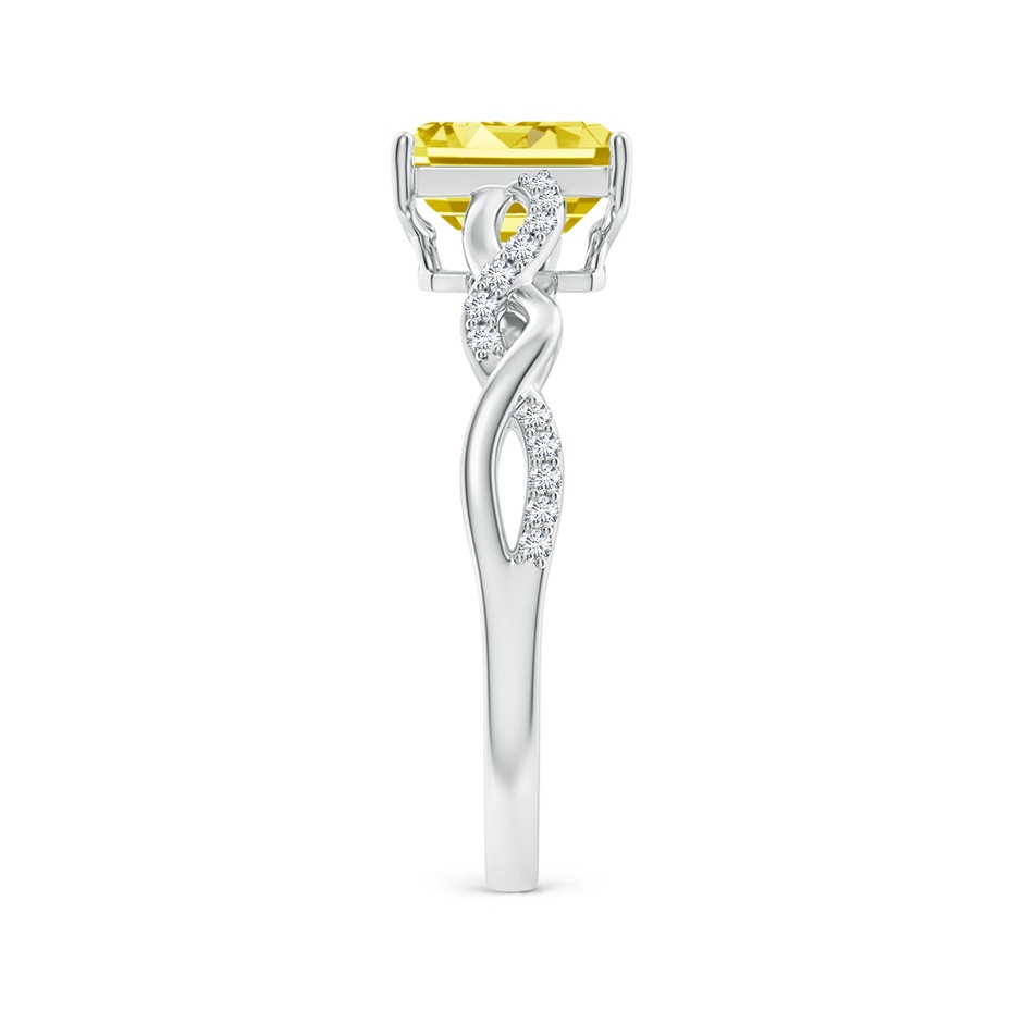 7x5mm AAAA Emerald-Cut Solitaire Fancy Intense Yellow Diamond Infinity Twist Ring in S999 Silver side 299
