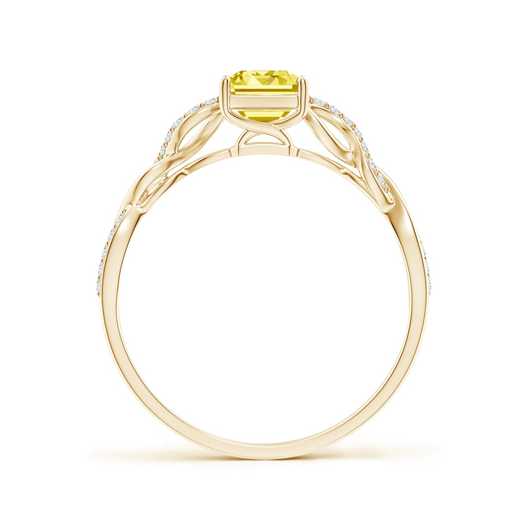 7x5mm AAAA Emerald-Cut Solitaire Fancy Intense Yellow Diamond Infinity Twist Ring in Yellow Gold - side 199