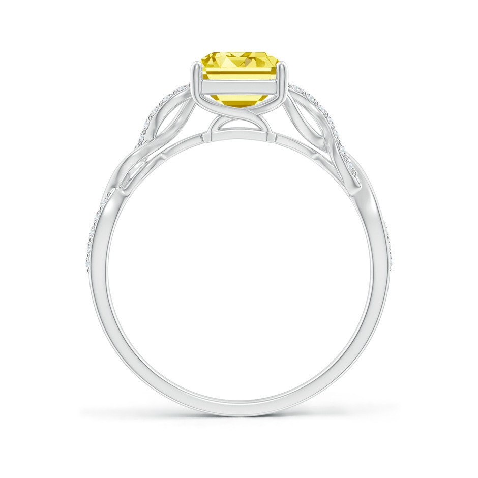 8x6mm AAAA Emerald-Cut Solitaire Fancy Intense Yellow Diamond Infinity Twist Ring in P950 Platinum side 199