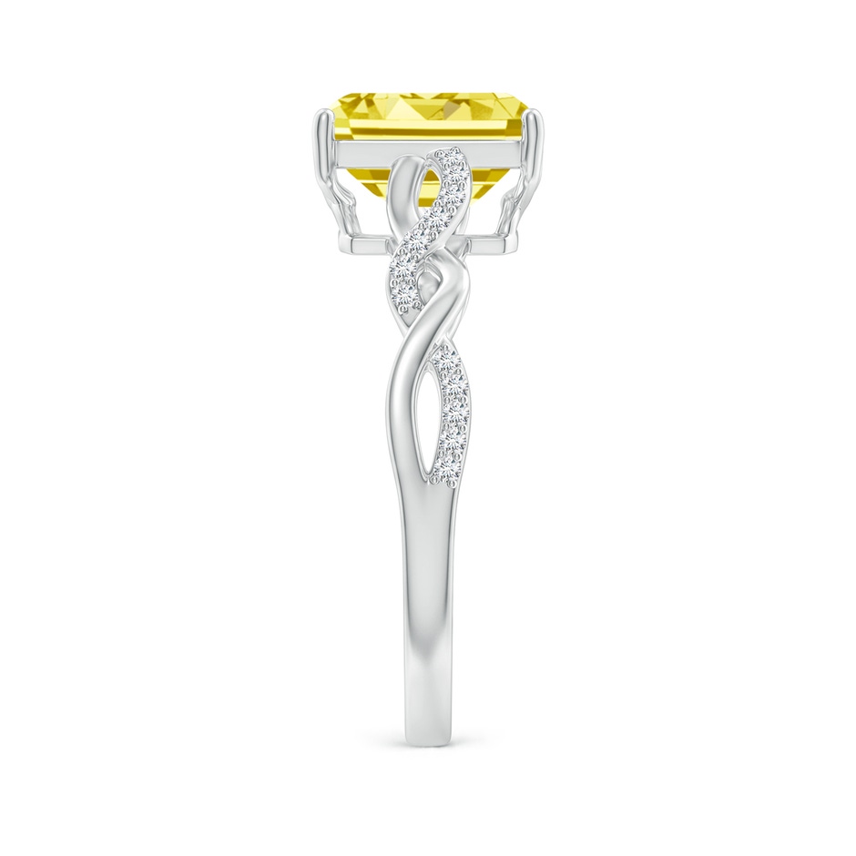 8x6mm AAAA Emerald-Cut Solitaire Fancy Intense Yellow Diamond Infinity Twist Ring in P950 Platinum side 299