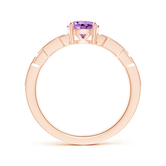 6mm A Classic Round Amethyst Solitaire Ring with Diamond Accents in Rose Gold product image