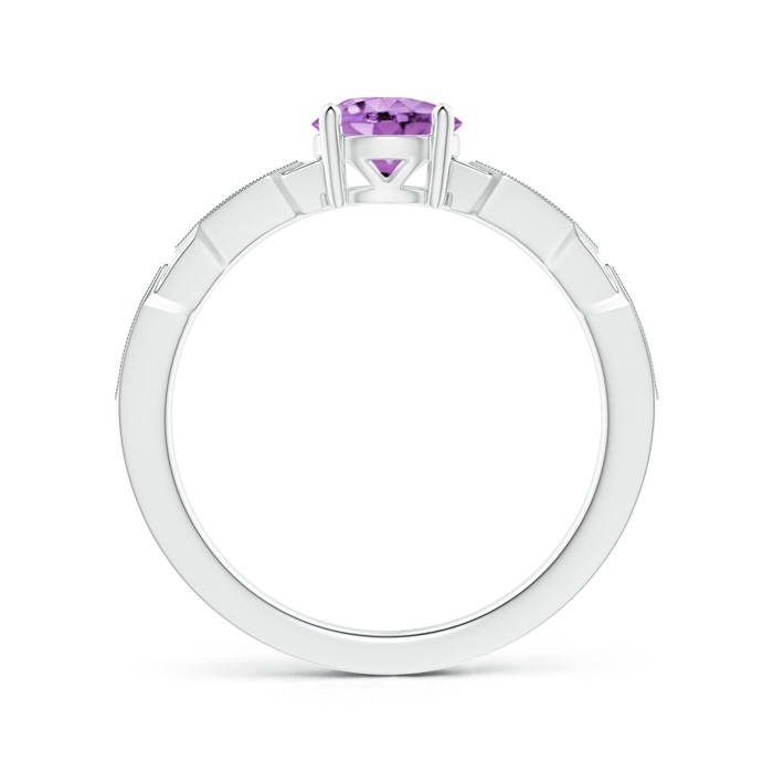 6mm A Classic Round Amethyst Solitaire Ring with Diamond Accents in S999 Silver product image