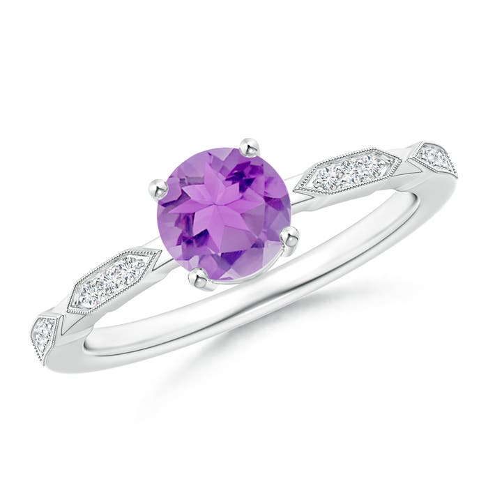 A - Amethyst / 0.87 CT / 14 KT White Gold