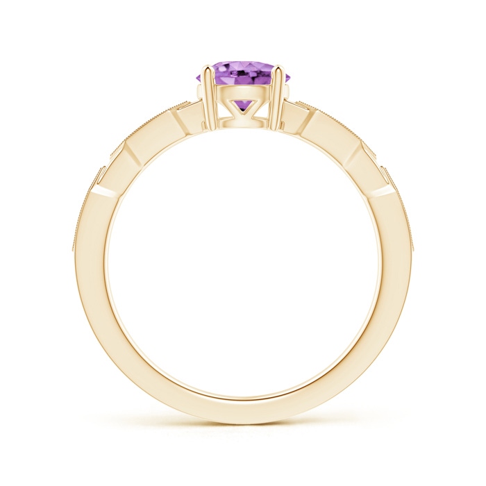 6mm A Classic Round Amethyst Solitaire Ring with Diamond Accents in Yellow Gold product image